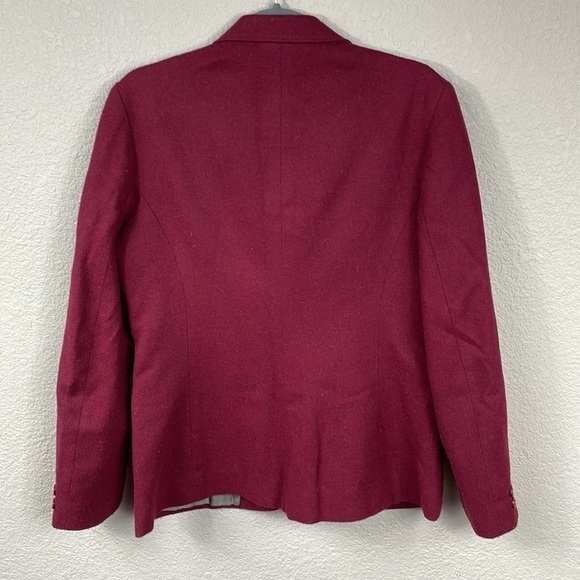 Oscar De La Renta Red Wine Wool Blend Blazer Boss Career Holiday Vintage Sz 10 - Picture 11 of 13